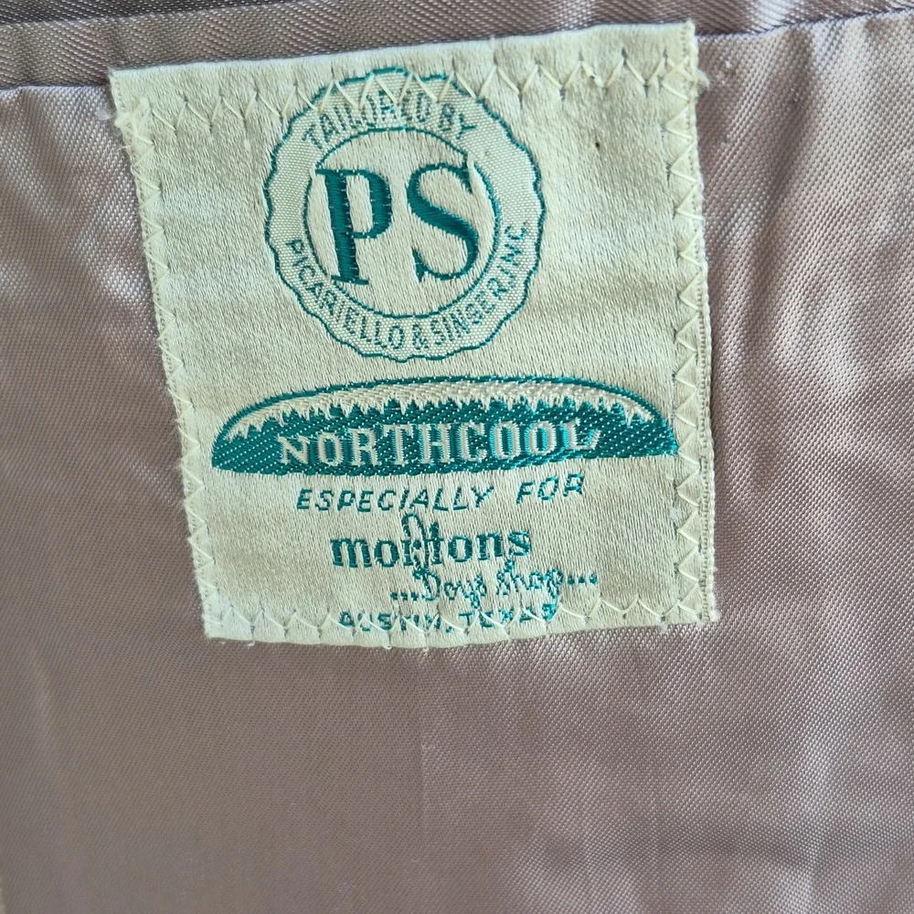 1950S PS Northcool Beige Blue White Flecked Weave‎ 39 R Mens Sport Coat VTG RARE